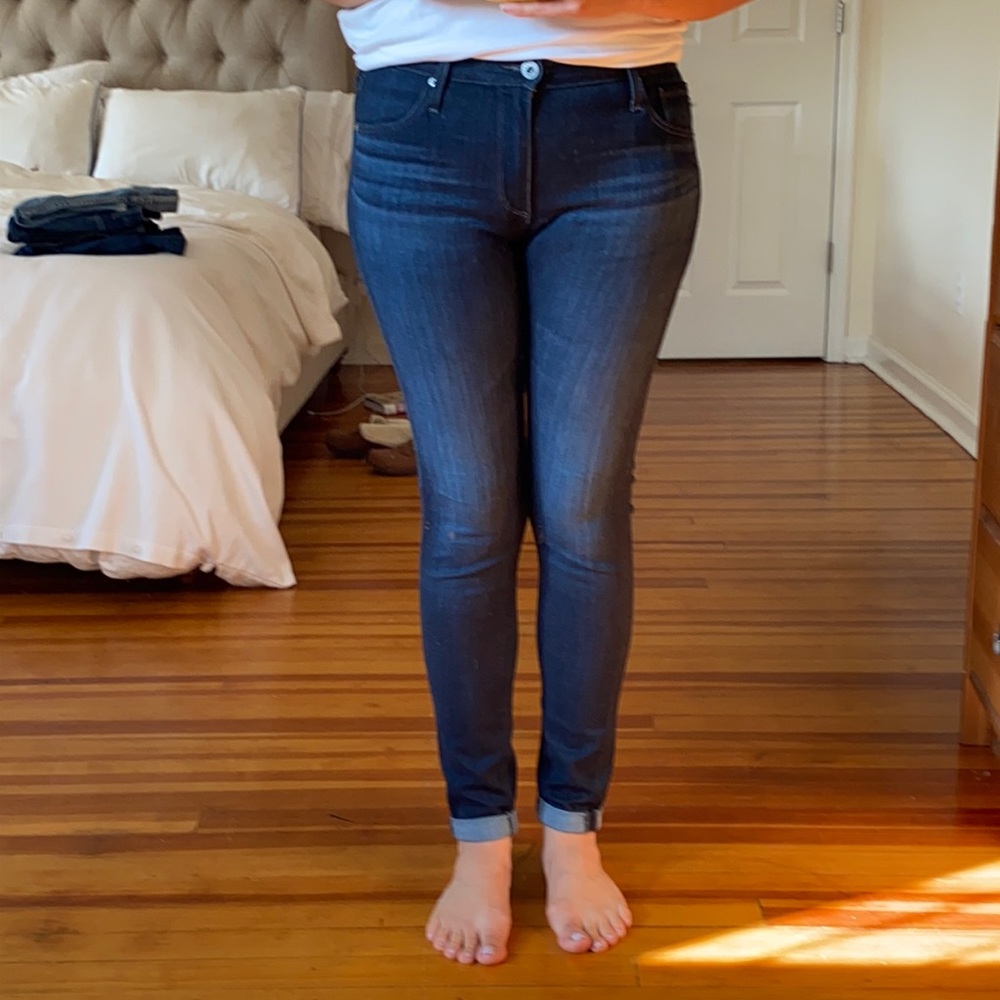 AG high rise skinny dark wash jeans